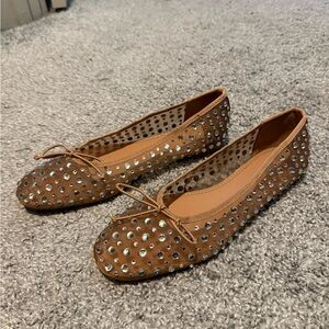 Zara Brown Flats with Silver Studs